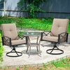 Chery  Industrial 5 Pieces Outdoor Patio Furniture Set W/ Gas Fire Pit Table, Patio Conversation Sets Khaki AOTOFSC27BKKH